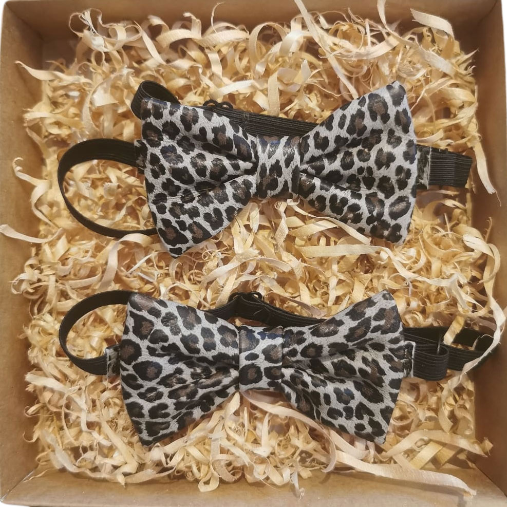 leopardi rusetti nahkaa - poronnahkainen eläinkuosinen rusetti