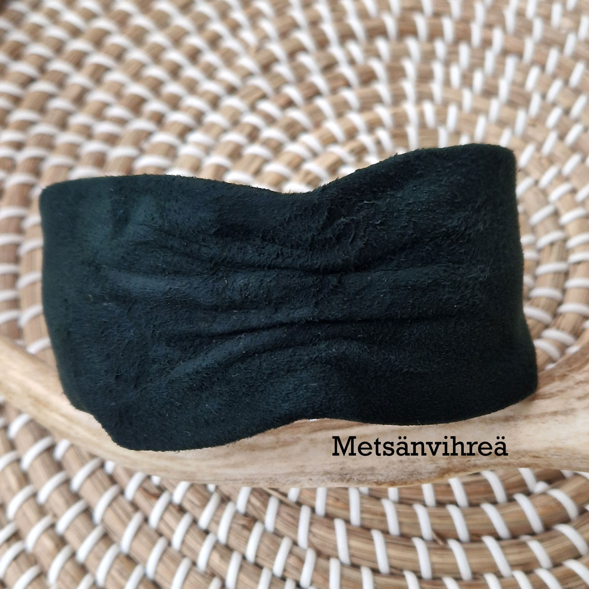 tumman vihreä forest green poronmokkkainen hiuspanta